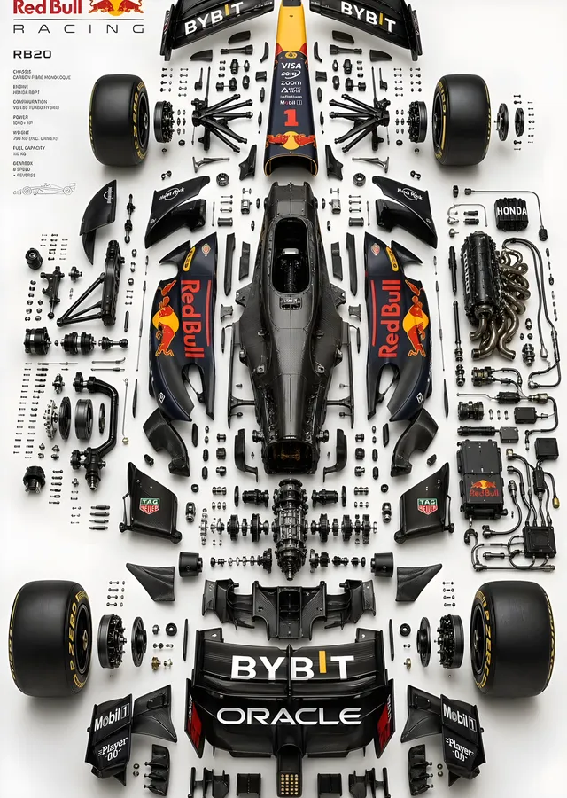 Formula 1 Yarış Aracı - Patlatılmış Görünüm metal tablo