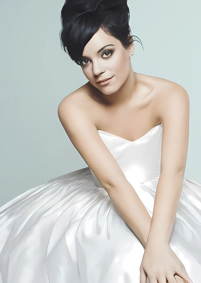 Lily Allen: Beyaz Elbise metal tablo