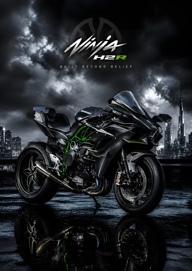 Kawasaki Ninja H2R - Fırtına metal tablo