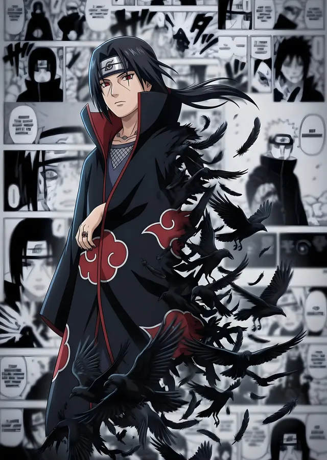 Naruto - Uchiha Itachi: Manga Sayfaları metal tablo
