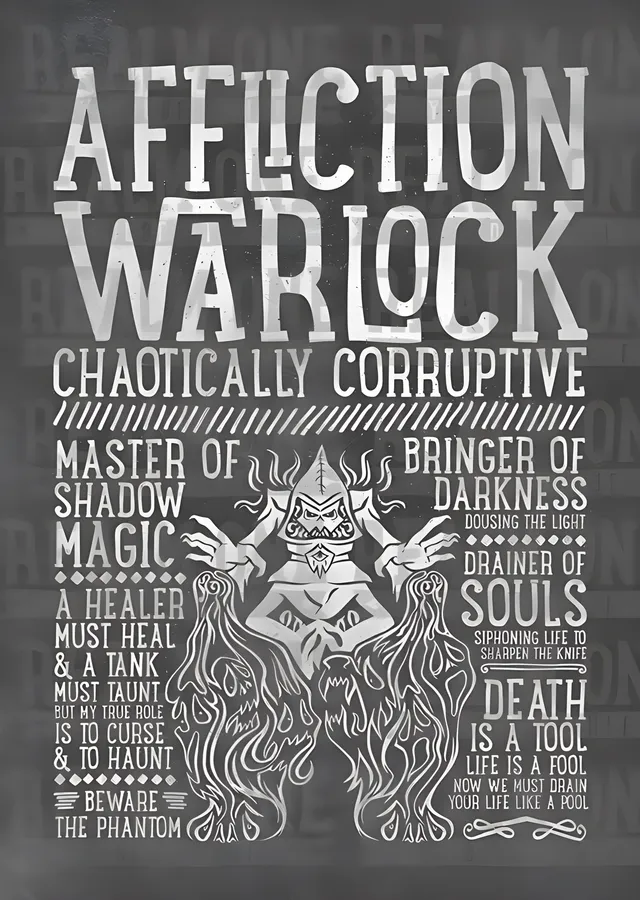 Affliction Warlock - Tipografi metal tablo
