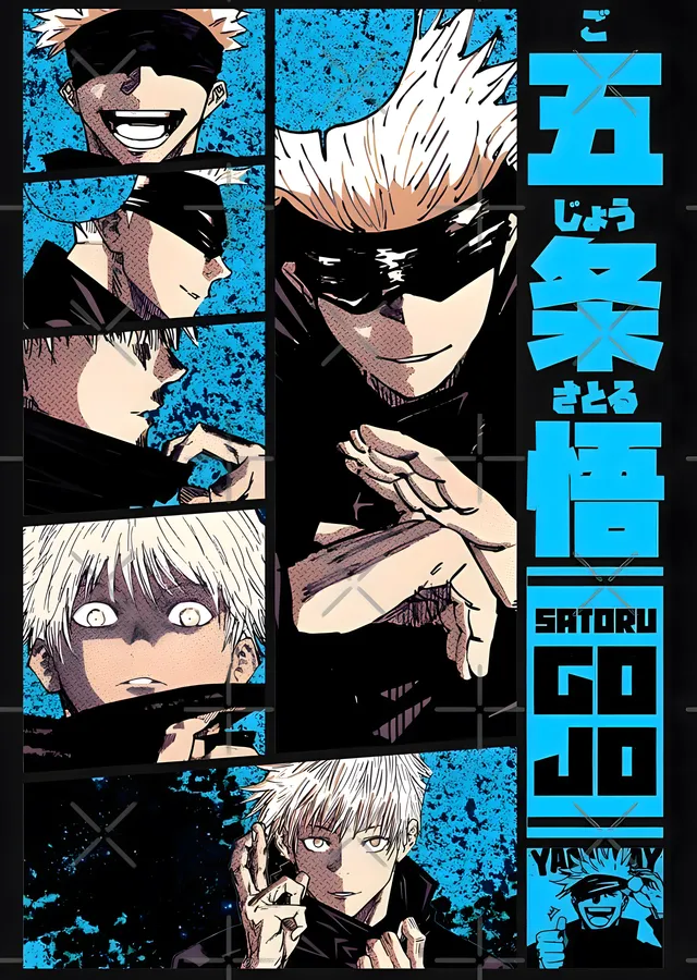 Satoru Gojo: Mavi Panel Portresi metal tablo