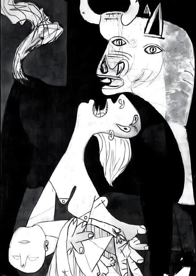 Picasso - Guernica Detayı metal tablo