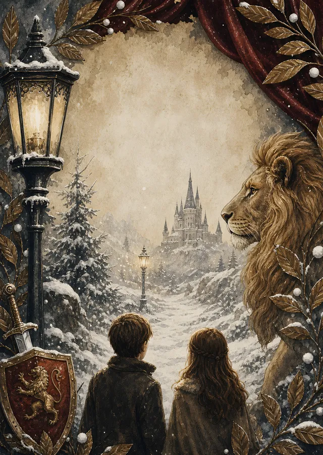 Narnia Karlı Yolun Sonundaki Şato metal tablo