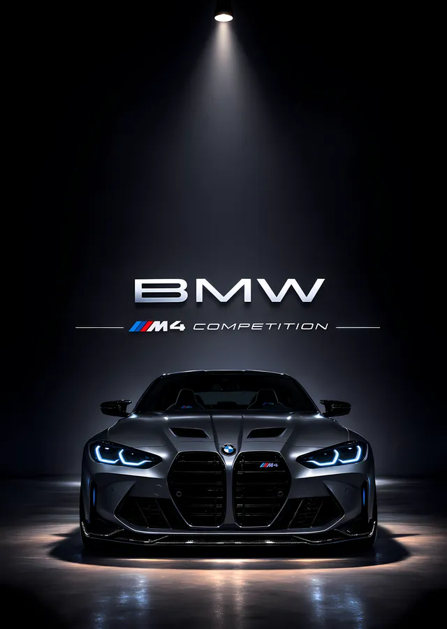BMW M4 Competition - Karanlık metal tablo