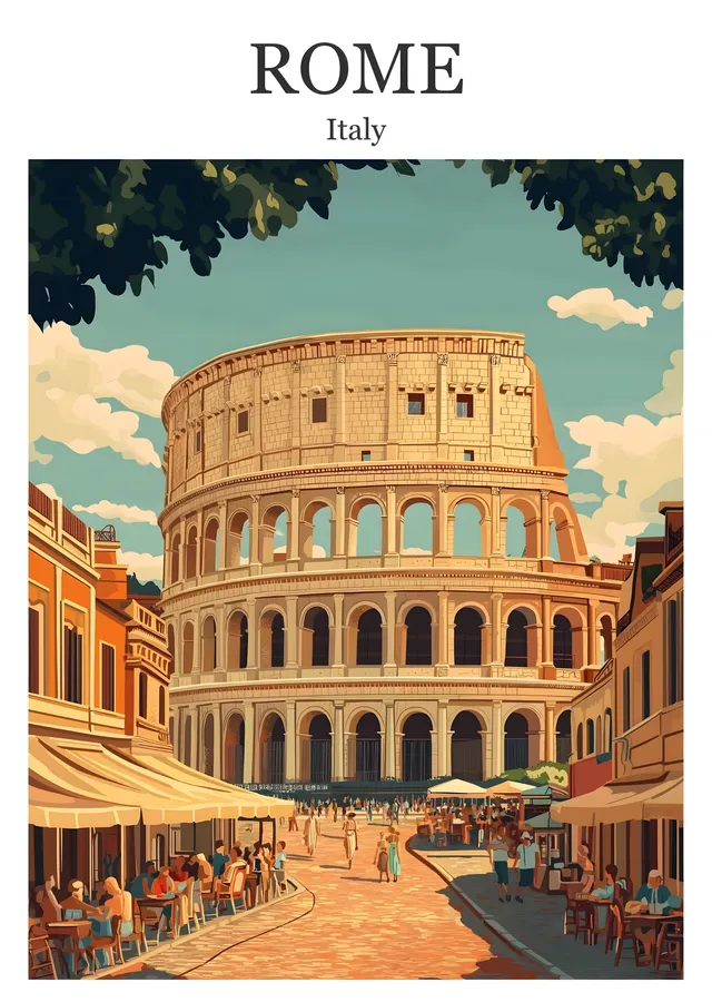 Roma Colosseum Vintage metal tablo