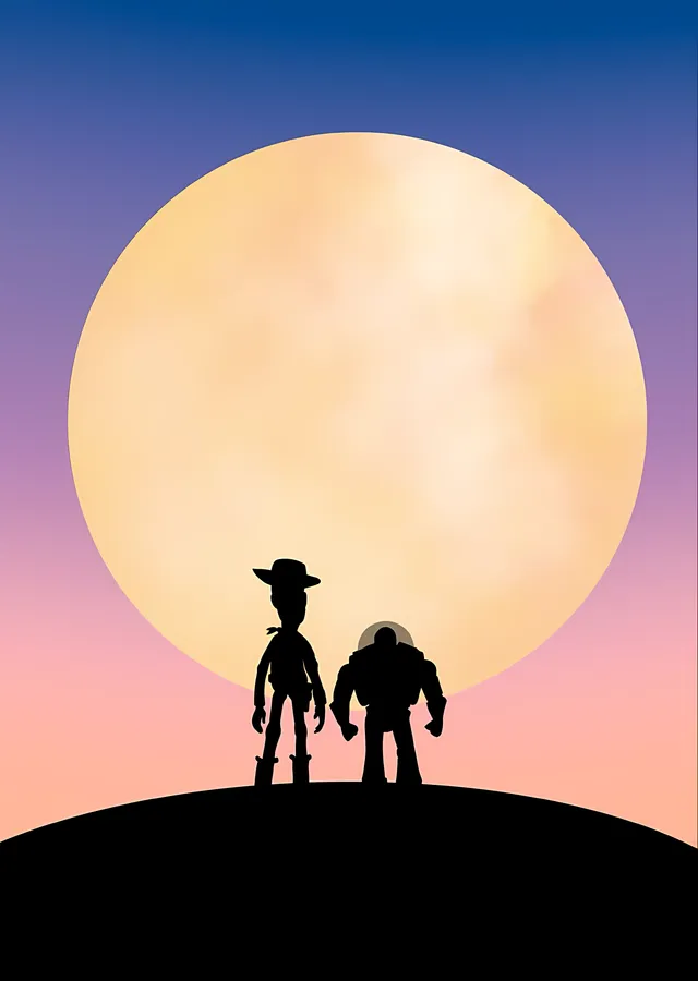 Toy Story - Woody ve Buzz Silüeti metal tablo
