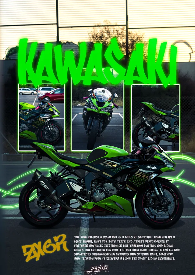 Kawasaki Ninja ZX-6R - Neon Grafiti metal tablo