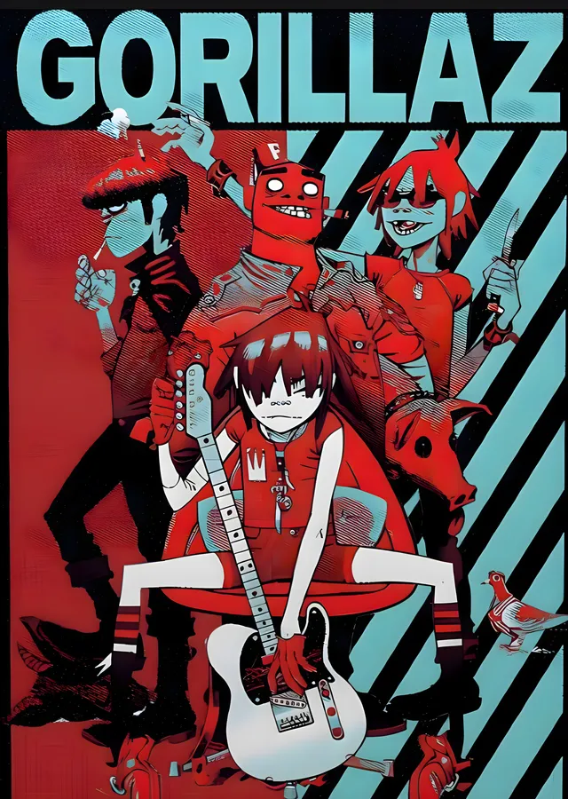 Gorillaz: Demon Days Albüm Kapağı metal tablo