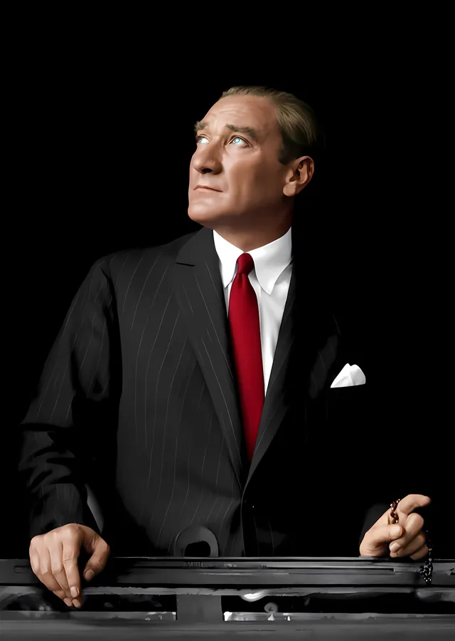 Atatürk: Kırmızı Kravatlı Kürsü Portresi metal tablo
