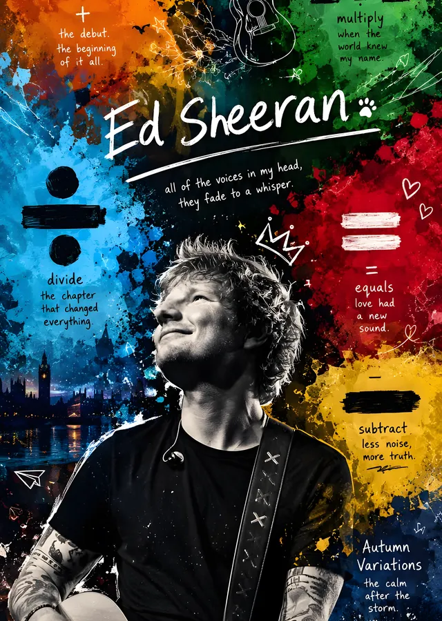 Ed Sheeran: Renk Sıçramaları metal tablo