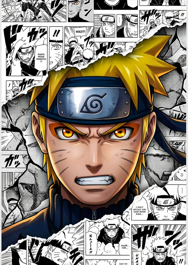 Naruto: Manga Sayfalarını Yararak metal tablo