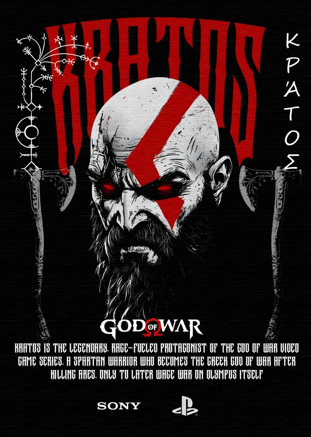 Kratos: Siyah Beyaz Grafik metal tablo