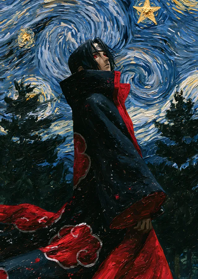 Itachi Uchiha Yıldızlı Gece metal tablo