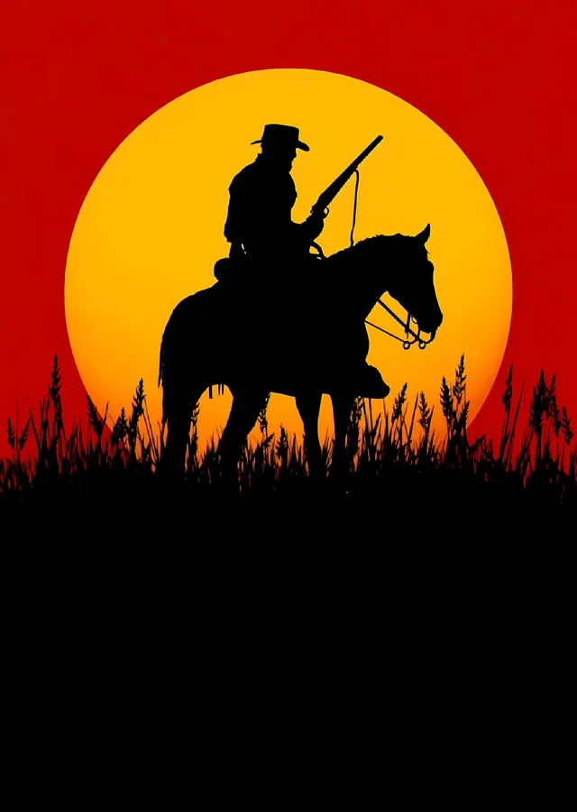 Red Dead Redemption 2: Gün Batımı Kovboyu metal tablo