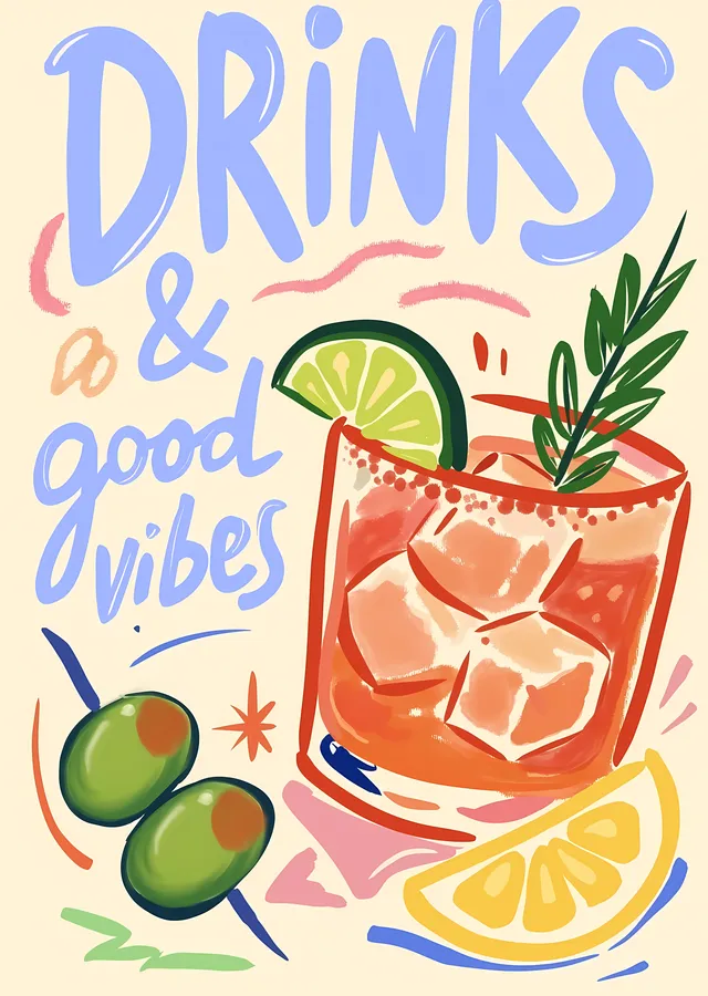Drinks & Good Vibes metal tablo