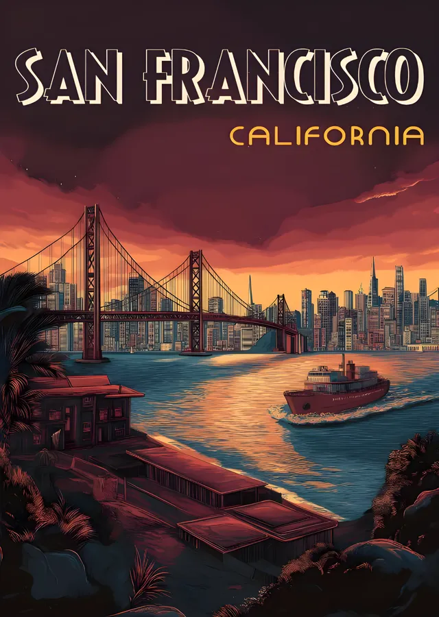 San Francisco Golden Gate Bridge Vintage metal tablo