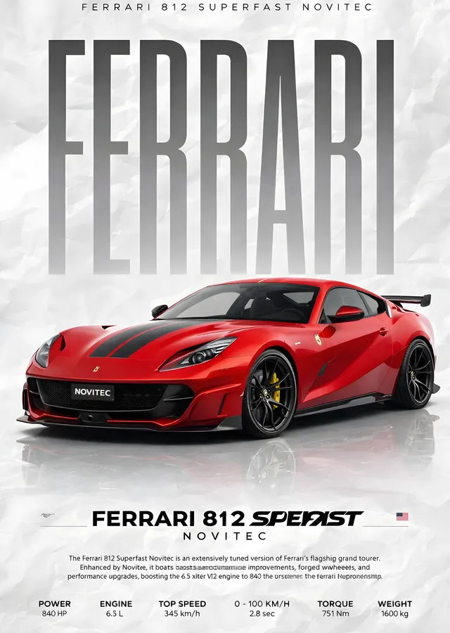 Ferrari 812 Superfast Novitec metal tablo