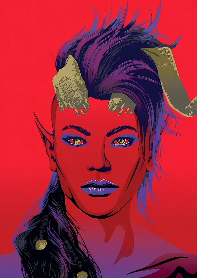 Baldur's Gate 3: Kızıl Tiefling metal tablo