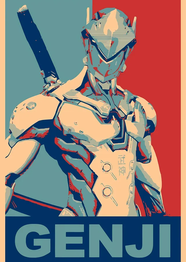 Genji Overwatch metal tablo