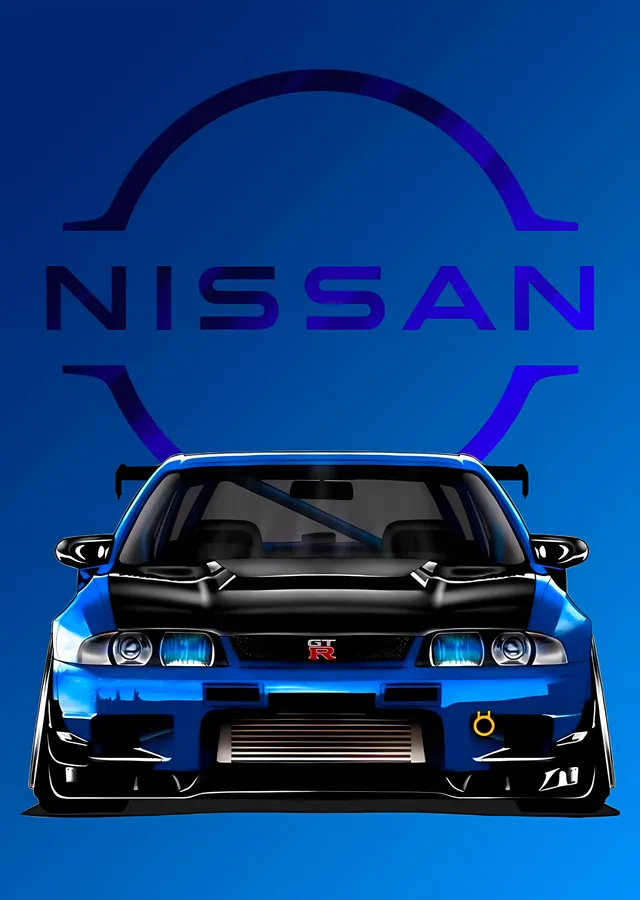 Nissan Skyline GT-R - Mavi metal tablo
