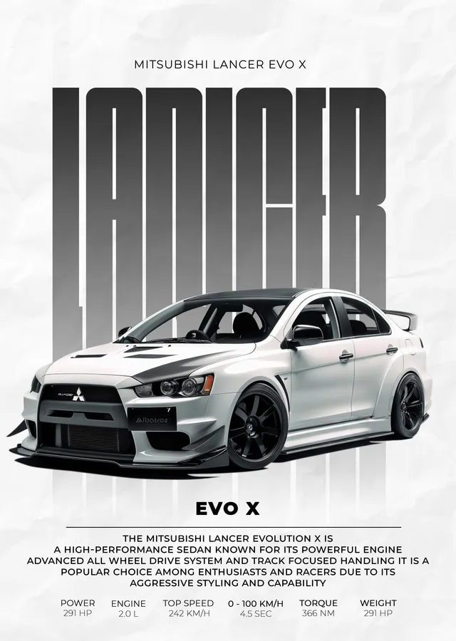 Mitsubishi Lancer Evo X metal tablo