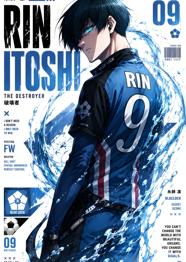 Blue Lock: Rin Itoshi 09 metal tablo