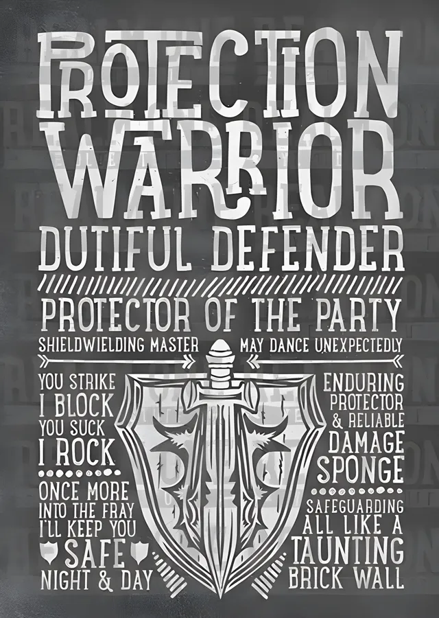 Protection Warrior - Tipografi metal tablo