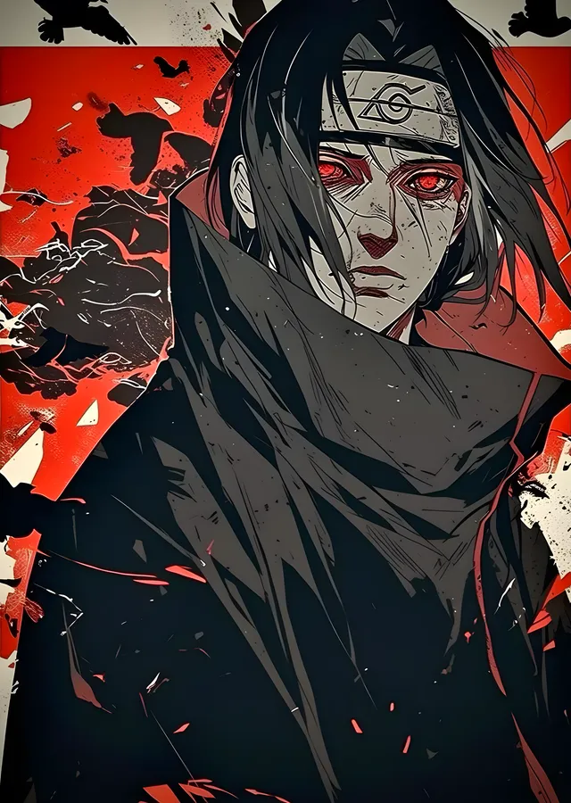 Naruto - Uchiha Itachi: Kızıl Bulutlar metal tablo