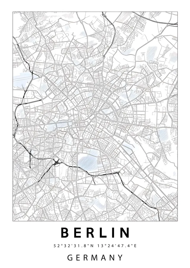 Berlin Germany City Map metal tablo