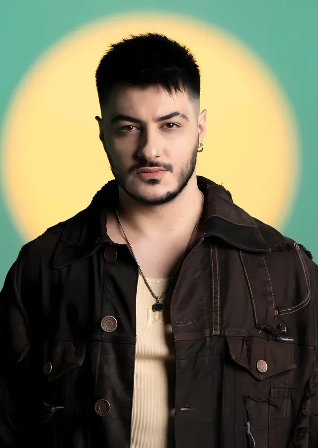 Semicenk - Sarı Hale ve Turkuaz Zemin metal tablo