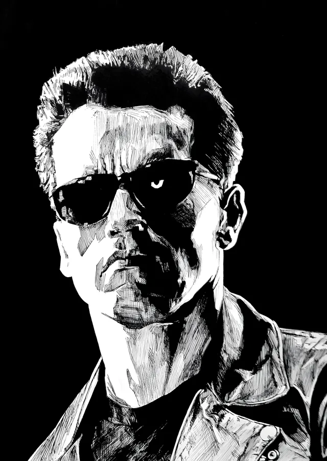 The Terminator: Siyah Beyaz metal tablo