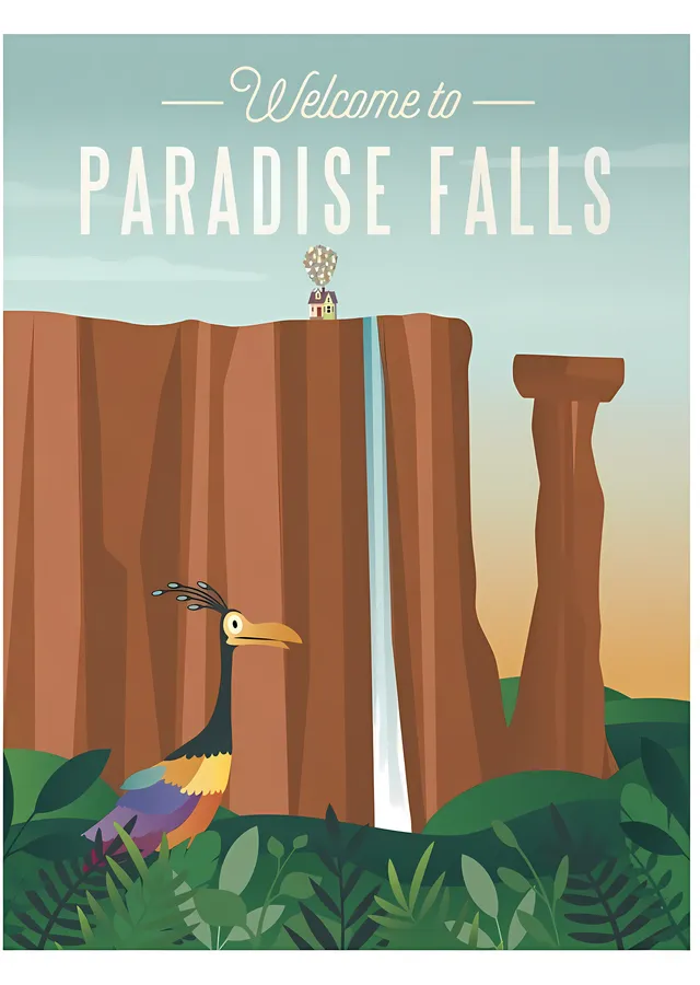Up: Welcome to Paradise Falls metal tablo