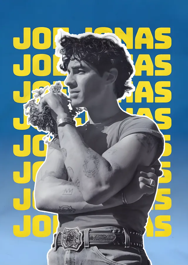Joe Jonas - Sarı Tipografi Fan Afişi metal tablo