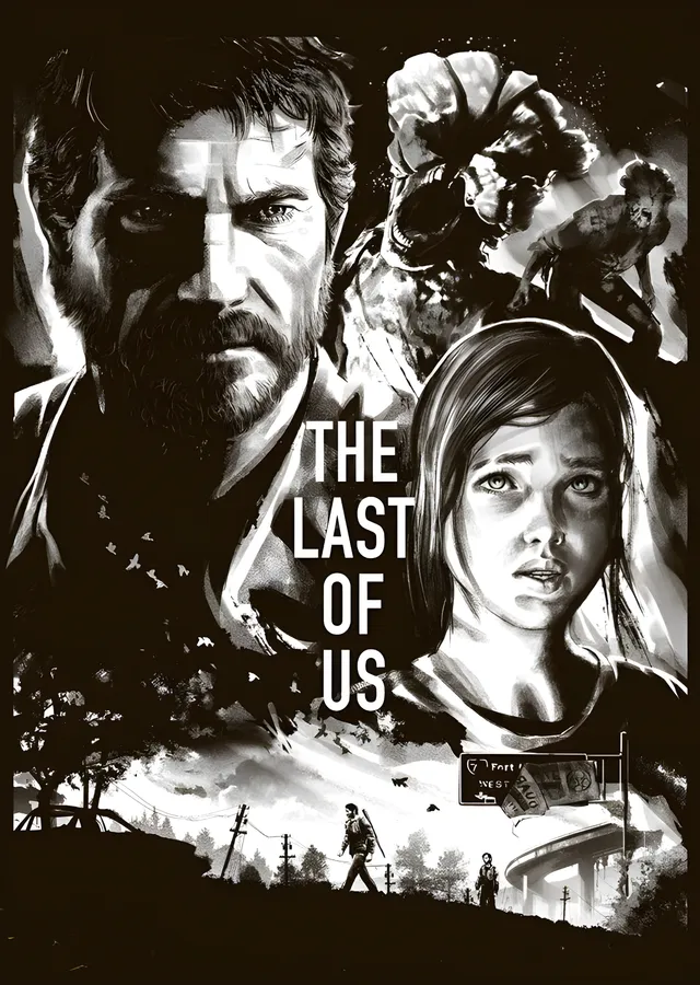 The Last of Us: Siyah Beyaz Kadro metal tablo