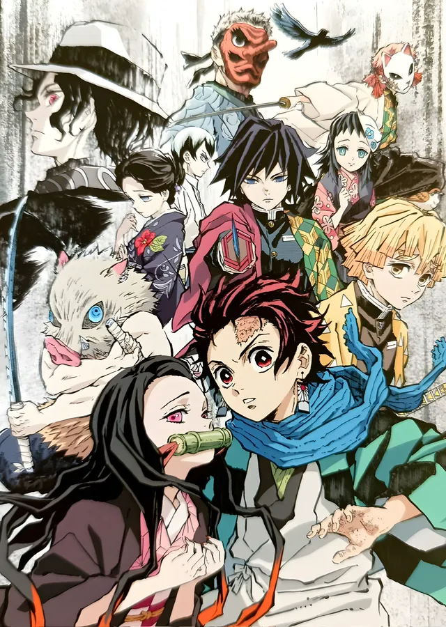 Kimetsu no Yaiba: Kadro İllüstrasyonu metal tablo