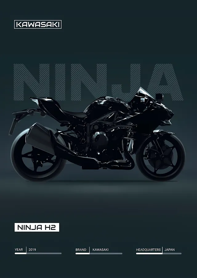 Kawasaki Ninja H2 - Koyu Zemin metal tablo