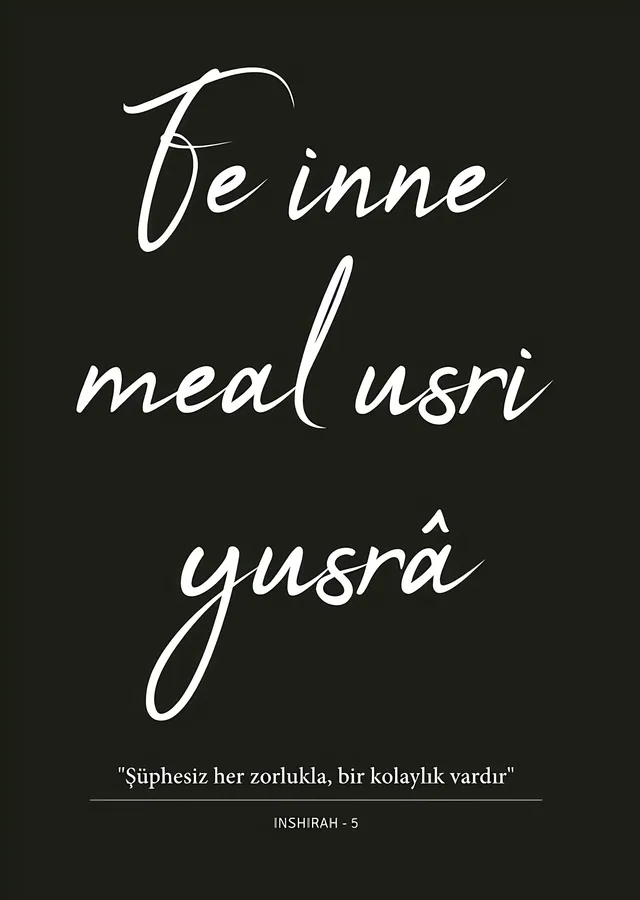 Siyah Fondaki Beyaz Hatlı Motivasyon metal tablo