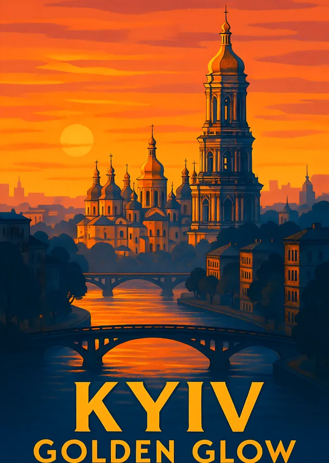 Kyiv Golden Glow metal tablo