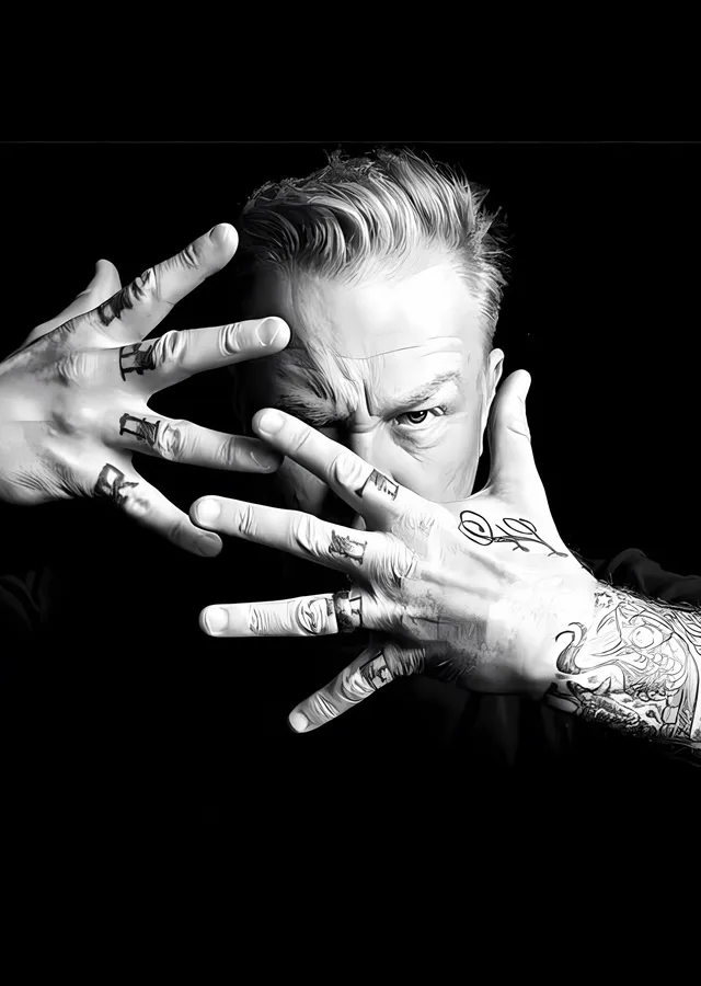 James Hetfield - Dövmeli Eller Portresi metal tablo
