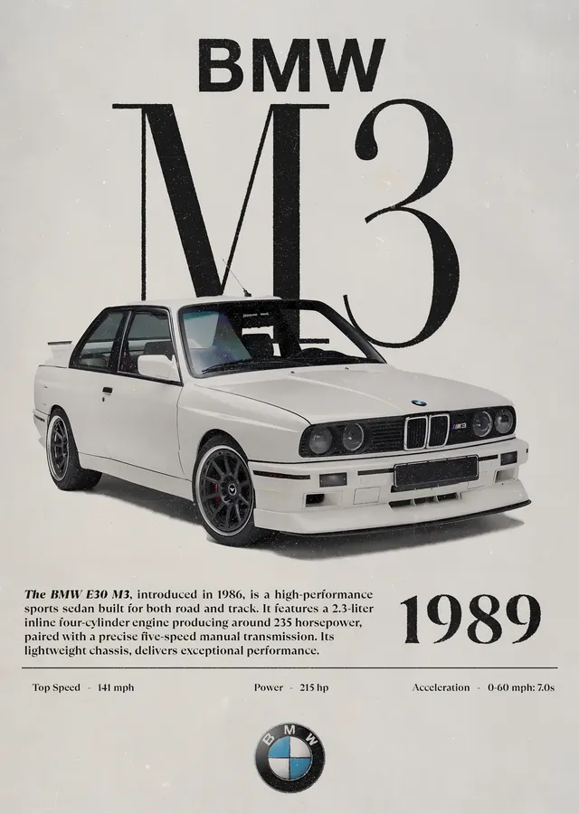 BMW M3 1989 metal tablo