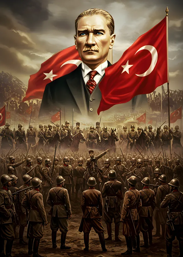 Mustafa Kemal Atatürk: Milli Birlik ve Anayasal Cumhuriyet metal tablo