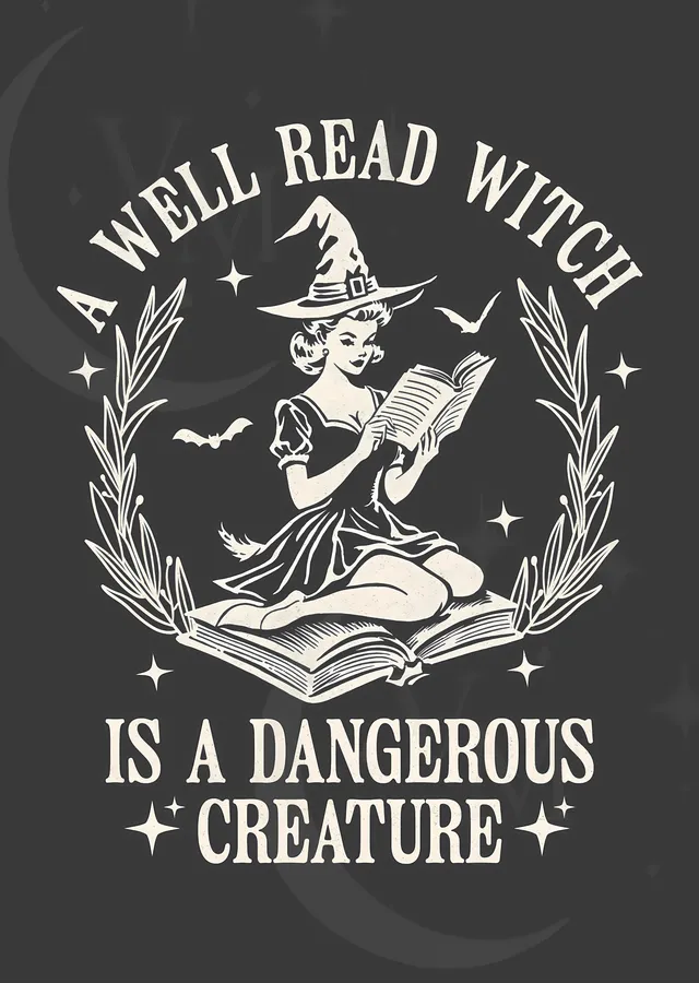 A Well Read Witch Is a Dangerous Creature metal tablo