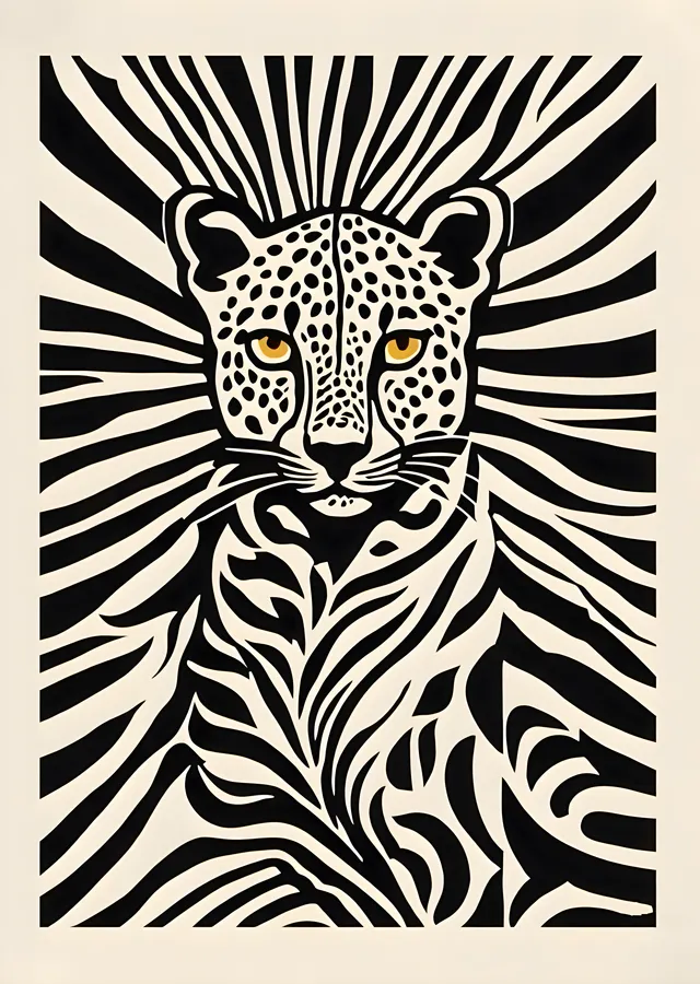 Leoparın Gözleri: Geometrik Sanat Eseri metal tablo