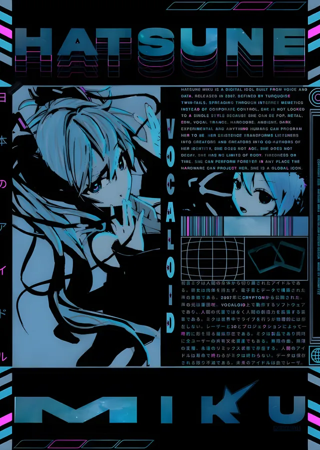Hatsune Miku · Siber Mavi metal tablo