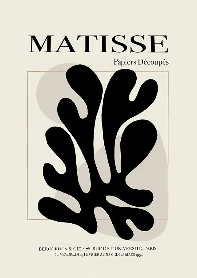 Matisse: Siyah Yaprak metal tablo