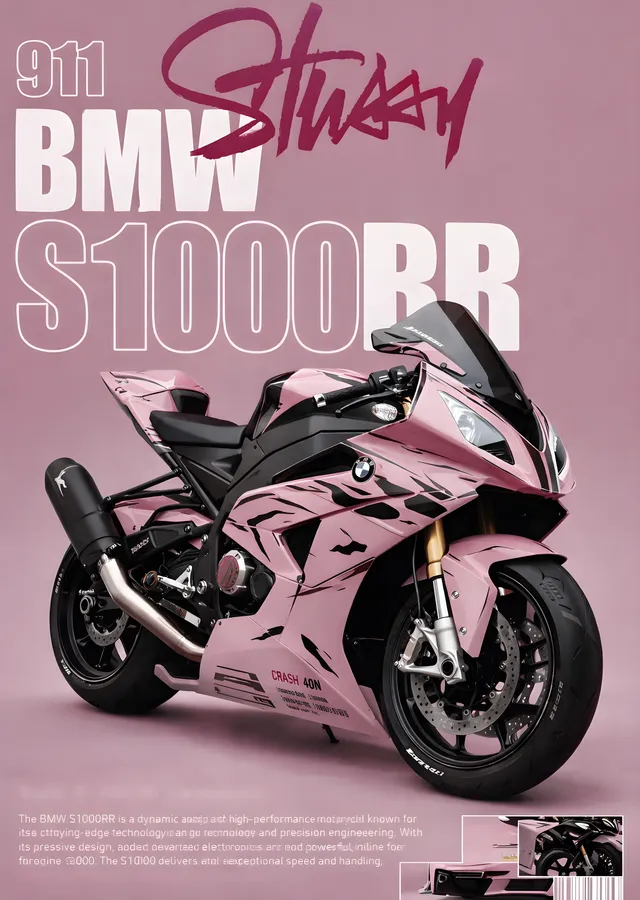 BMW S1000RR: Pembe Grafik metal tablo