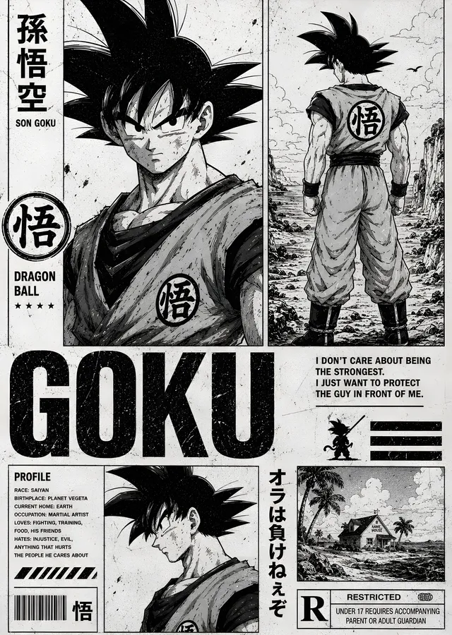 Goku: Manga Profil Sayfası metal tablo