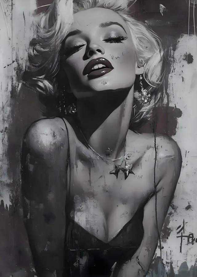 Marilyn Monroe: Gri Tonlu İkonik Portre metal tablo