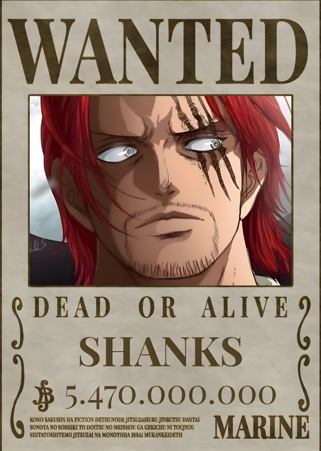 Shanks: Kızıl Saçlı Korsan - Red-Haired Anime Karakter metal tablo
